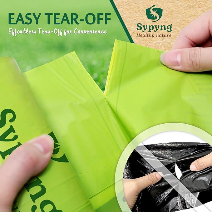 Compostable Kitchen Trash Bags 1,6-2 Gallon (100-Pack) - Heavy-Duty 1.1 Mil, 100% Biodegradable, ASTM D6400, BPI & OK Compost HOME Certified, Eco-Friendly, Leakproof & Odor Control
