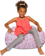 Posh Creations Bean Bag Chair for Kids, Teens, and Adults Includes Removable and Machine Washable Cover, Canvas Roses Pink, 27in - Medium