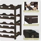 BAMEOS Bamboo Wine Rack Storage, 4 Tier Wine Racks Countertop, Wine Rack Freestanding Floor Wine Holder Cabinet for Kitchen, Bar, Pantry, Wine Cellar, Basement,Study (16.85 L x 9.25W x 17.24H)