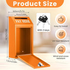 Yaocom Safe Metal Cash Box for Farm Stand – Money Drop and Secure Donation Collection, Wall Mount Lockable Unit with Pre Drilled Holes for Outdoor Self Serve(Orange,10.2 x 5.7 x 2.8 Inch)