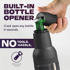 Asobu Frosty Beer Holder 2 Go Vacuum Insulated Double Walled Stainless Steel Beer Can and Bottle Cooler with Beer Opener, Bpa Free, Fits Standard 12oz Bottles, Gift for Beer Lovers (Midnight Marble)