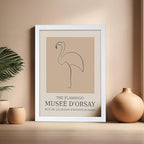 Poster Master Vintage Poster - Retro Minimalist Print - Gift for Artist, Housewarming - Flamingo, Line Drawing, Sketch, Abstract - Wall Decor for Living Room, Bedroom, 16x20 White Framed