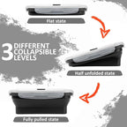Collapsible Silicone Food Storage Containers Set with Lid & Air Vent,Foldable Lunch Containers(4PCS,Black,27oz)