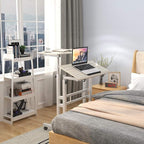 sogesfurniture Mobile Standing Desk Laptop Workstation on Wheels, Adjustable Computer Desk for Standing or Sitting, Maple 101-MP