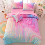 Girls Full Bedding Sets, 6 Pcs Pink Full Szie Comforter Set with Sheets, Tie Dye Superior Blue Pink Rainbow Bedding Set for Girls Kids