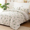 EMME King Comforter Set - Sage Green Floral Bedding Set 7 PCS with Nature Leaves Pattern, Soft Leaf Printed Botanical Bed Set with Sheets, Fluffy Bed Bag for All Season(102"X90")