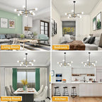 10-Light Modern Chandelier Sputnik Light Fixtures, Mid Century Chandelier Dining Room Light, Black and Gold Ceiling Lights Chandeliers for Bedroom Living Room Kitchen