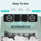 OLIXIS Countertop Ice Maker Machine with Handle, Auto-Cleaning Portable Ice Maker with Basket & Scoop, 26lbs in 24Hrs & 9 Cubes in 6 Mins, 2 Cube Sizes, for Home Party Camping RV, Green