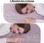 EMME Muslin and Fleece Twin Blanket Reversible - 60"*80" Lavender Soft Warm Throw Blankets for Couch Bed Picnic Travel Bed