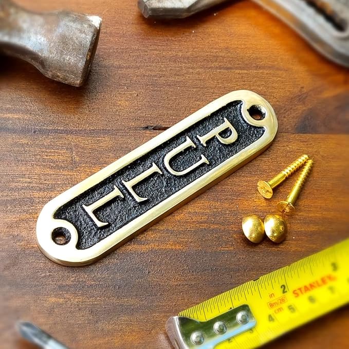 PULL Brass Door Sign. Traditional Style Home Décor Wall Plaque Handmade By The Metal Foundry UK.