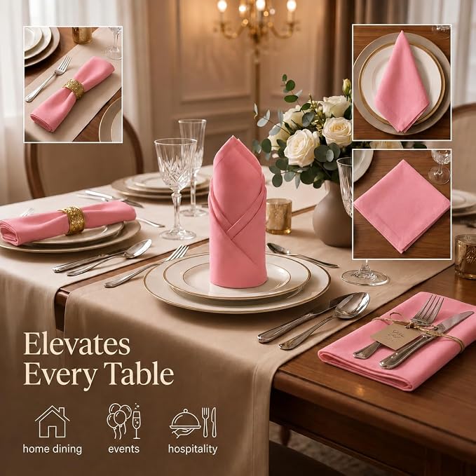 Urban Villa Hemstitch Cloth Dinner Napkins Cotton 20”x20” (Set of 12)-Rust