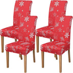 FORCHEER Dining Room Chair Covers 4 Chirsmas Stretch Kitchen Chair Slipcovers Set of 4 Washable- Christmas Red