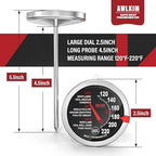2 Pack Stainless Steel Meat Thermometer, Safe Leave in Oven, 2.5-in Extra-Large Dial Food Thermometer for Cooking, Temperature Probe for Baking, Steak, Turkey - Kitchen Gadgets - Black