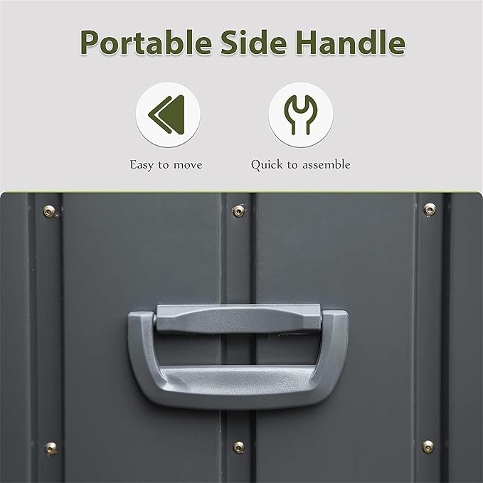 Heavy-Duty Outdoor Metal Storage Box Dark Gray Lockable Water-Resistant Deck Box for Patio Garden Tools Organization Rust-Resistant Outside Storage Box (100 Gallon)
