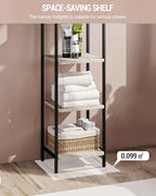 Bookcase Bookshelf, Narrow Book Shelf, Industrial Coner Shelf Storage Organizer, Slim Shelving Unit for Home Office, Living Room, Bedroom, Kitchen, 4-Tier Greige BC24405B