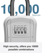 Puroma Key Lock Box Outdoor 4 Digit Code Combination Lockbox House 1 Silver | For Contractors Guest Realtor Storage Keys, Portable, Home Wall Mount, Resettable, Combination, Weatherproof, High-capacity