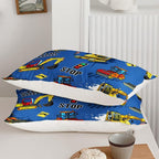 Axolotl Blue Excavator Bedding Full,3Pcs Boys Construction Comforter Set,Cartoon Machinery Truck Bedding Set for Boys Kids Children Teens Bedroom Decor Cars Quilt Set with 1 Comforter 2 Pillowcase