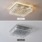 12-Lights Black Crystal Flush Mount Ceiling Light Fixtures,Elegant Crystal Chandelier Pendant Ceiling Lamp for Bedroom,Living Room,Dining Room,Hallway H5.9 x W20 x L20 (Bulb Not Included)Square