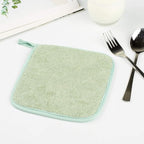 100% Cotton Kitchen Everyday Basic Terry Pot Holder Heat Resistant Coaster Potholder for Cooking and Baking Set of 5 Mint Green