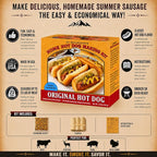 Hi Mountain HOT DOG Kit | Makes up to 23 lbs | Complete hot dog making kit with, seasoning, natural hog casings & directions. Perfect for pork, beef, venison, deer, & elk