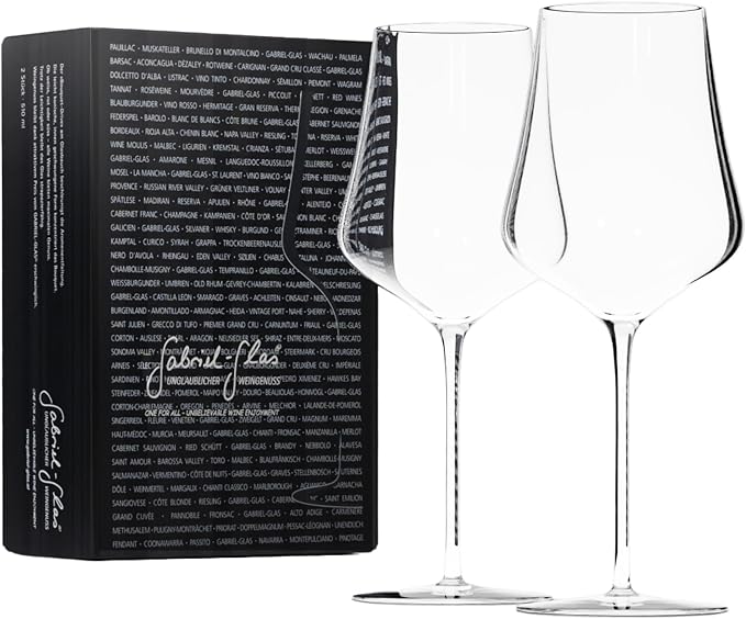 Gabriel-Glas StandArt Crystal Wine Glasses, Set of 2 with Gift Box - Premium, Universal Wine Glass for Red and White Wine - Dishwasher Safe, Lead-Free, 16 oz.