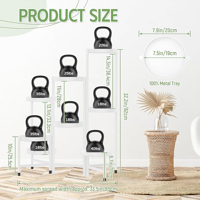 iDavosic.ly Plant Stand Indoor Outdoor, 8 Tier Corner Metal Flower Display Holder Shelf, Folding Tall Orchid Rack for Patio Balcony Porch Garden Living Room House, White