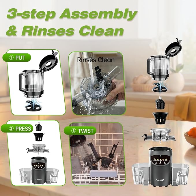Juicer Machines with 6.5" Large Chute,3-in-1 Cold Press Juicer for Whole Vegetables Fruits 450W, Masticating juicer Easy to Clean Juice Extractor Machine for Making Nut Mike, (Premier Space Gray)