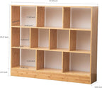 Maydear 47.24” Bamboo Bookshelf, 3 Tier Open Shelf Bookcases 10-Cube Bookshelf with Base, Freestanding Book Storage Organizer Display Shelf for Bedroom, Living Room, Home Office