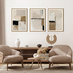 HPINUB Large Modern Abstract Framed Canvas Wall Art Set,Geometric Line Black White and Beige Textured Wall Decor Neutral Gray Minimalist Art Print for Living Room,Bedroom,Office -24"x36"x3