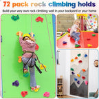 Meooeck 72 Pcs Kids Rock Wall Climbing Holds Set Colorful Grips with Mounting Screws and Hardware for DIY Indoor Outdoor Backyard Playground Back to School Birthday Gift(Classic Color)