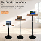 Portable Laptop Floor Stand, Bedside/Sofa Table with Height Adjustable 18''~47'', Stylish Movable Workstation Floor Standing Desk for Office, Meeting Room, living room Easy Assembly, Black