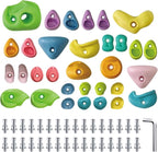 Rock Climbing Holds for Kids, 32 PCS Rock Wall Holds with Hardware, Indoor Outdoor Climbing Grips for Backyard Playset & Home Wall, Easy Install, Pastel Colors