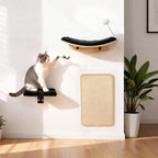 Wooden Cat Wall Shelves and Perches, 5 Piece Wall Mounted Cat Furniture System with Soft Washable Pads, Modern & Space-Saving Design for Climbing and Play