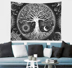 FORATER Tree of Life Tapestry Wall Hanging, Sun and Moon Aesthetic Wall Tapestry Black and White Tapestries Home Decor for Living Room Bedroom(53 x 61 Inch, Black and White)