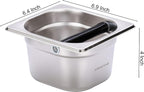 Coffee Knock Box Stainless Steel, 6.9 Inch Espresso Knock Box for Espresso Coffee Grounds, Built-In Knock Box with Rubber Knock Bar, 2L Large Capacity for Home Barista & Coffee Bar