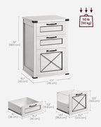 VASAGLE File Cabinet, Filing Cabinet with 3 Drawers, Printer Stand, Fit A4, Letter Size, Hanging File Folders, Modern Farmhouse Style, for Home Office, Study, Rustic White UOFC054T73