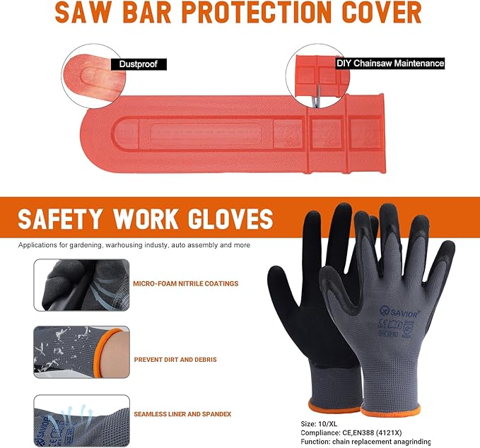 Savior 16 Inch Chainsaw Bar with Chain Combo for 3/8" LP 56 Drive Links .050" Gauge S56 Fits Craftsman, Poulan, Ryobi, Echo, Greenworks and More, Replacement Bar 27857 160SDEA041(Chain*2+Bar*1)