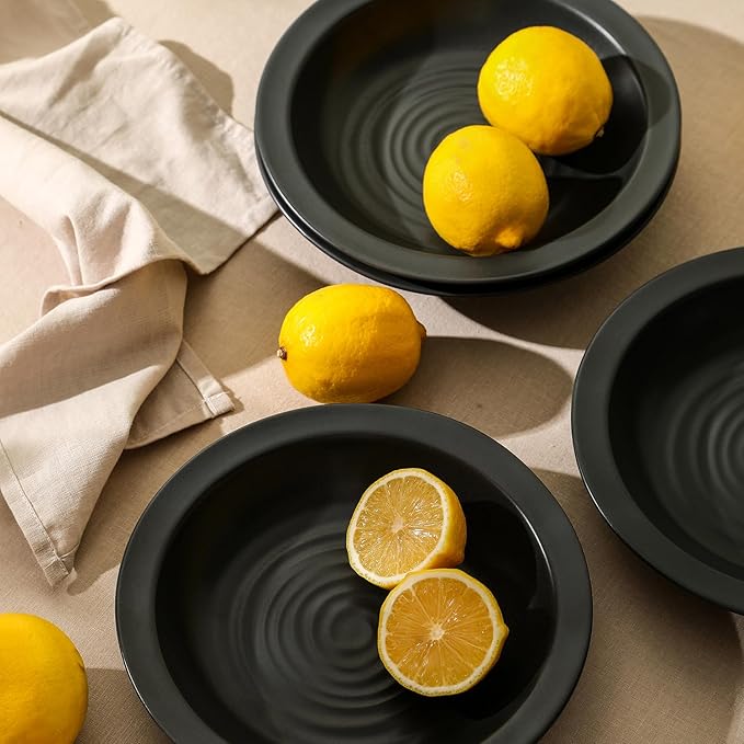 Stone Lain Orbit 4-Piece Pasta Bowl Set Stoneware, Charcoal