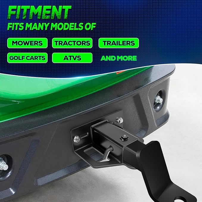 Universal Mower Trailer Hitch with 2in Receiver, Zero Turn Lawn Mower Tow Hitch Receiver for UTV Tractor Golf Cart,6mm Thickened Heavy-Duty Trailer Hitch Receivers with Chain Slot Pin Hole