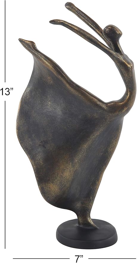 Deco 79 Polystone Dancer Decorative Sculpture Home Decor Statue, Accent Figurine 7" x 5" x 13", Brass