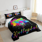 Feelyou Kids Volleyball Comforter Set King Size Sports Game Bedding Set for Boys Girls Teens Bedroom Decor Tie Dye Comforter Women Men Volleyball Player Duvet Set with 2 Pillow Case