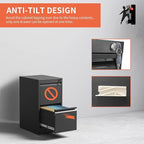 2 Drawer File Cabinet,Black Metal Filing Cabinets for Home Office,Vertical File Cabinet with Lock for A4/Letter/Legal Size Files,Assembly Required