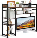Desktop Bookshelf, 2-Tier Multipurpose Wood Bookcase for Computer Desk, Countertop Storage Hutch Display Rack Organizer for Dorm Office Home - Brown