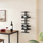 Hoctieon 3-Set 8 Tier Wall Mount Wine Rack (24 Tiers), Wall Racks for Wine Bottles Display and Storage, Hanging Bottle Organizer for Living Room, Dining Room, Wine Cellar, Bar, Black