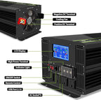 NOVOPAL 6000 Watt Pure Sine Wave Power Inverter DC 24V to AC 110V 120V Rv Inverters with 1 USB Port-16 feet Remote Control, LCD Display for Truck, Hurricane, Home