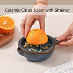Ceramic Citrus Lemon Orange Juicer Manual Squeezer, Hand Juicer Reamer | Rotation Press with Strainer Lid, Spout, Handle, Dishwasher Safe, Easy to Clean