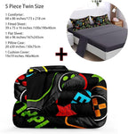 5 pieces Gamer Comforter Set for Boys Gaming bedding set Twin Size,Video Game Controller Comforter for Boys Kids Adult 3D Gamepad Microfiber Bed in A Bag Sets3011,Twin