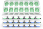 ChefAide Ice Cube Tray with Lid, 4 Packs 56 Cubes Durable Stackable Ice Cube Trays for Freezer with Removable Lids, Easy-Release Plastic & Silicone Ice Tray for Cocktail, Coffee