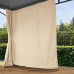TOOLPORT Hardtop Gazebo 10x10 ft with Steel Roof - 4 Side Panels in Champagne - Approx. 3.54x3.54 in Aluminium Poles