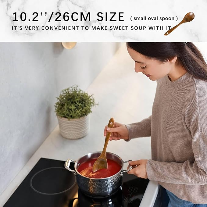 Wooden Spoons for Cooking, 10-Piece Acacia Wood Cooking Utensil Set | Spoons and spatulas stir, mix, flip and serve; balanced handles offer control while staying gentle on nonstick cookware.